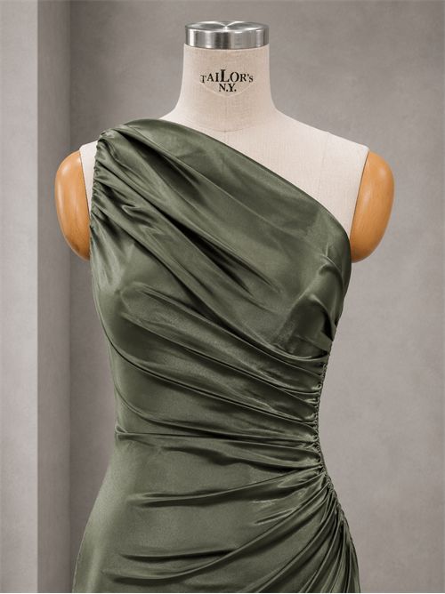 abito monospalla drappeggio G FOR GIULSIE | LUX043OLIVA